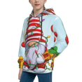 thumbnail image 2 of Pofeuu Funny Christmas Gnome Print Kids Pullover Hoodies Warm Thick Hooded Sweatshirt with Packet for Boys Girls-Large, 2 of 6