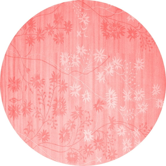 Ahgly Company Indoor Round Abstract Red Contemporary Area Rugs, 7' Round