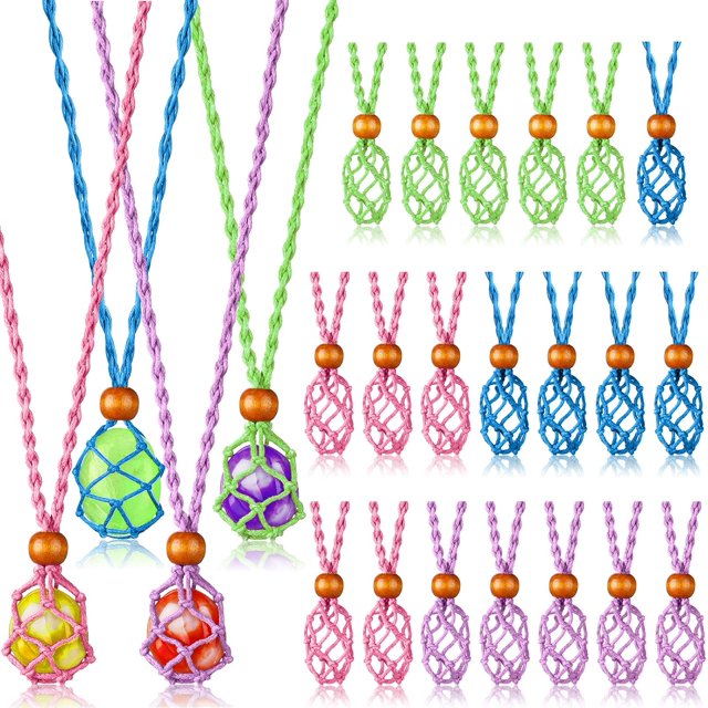 HAHDAXIA 24 Pcs Support de Collier en Cristal Support de Pierre Vide Support de Collier en Cristal Ajustable Cordon de Collier pour Cristaux Pendentif Support de Pierre Cage de Collier Pendentif pour Quartz