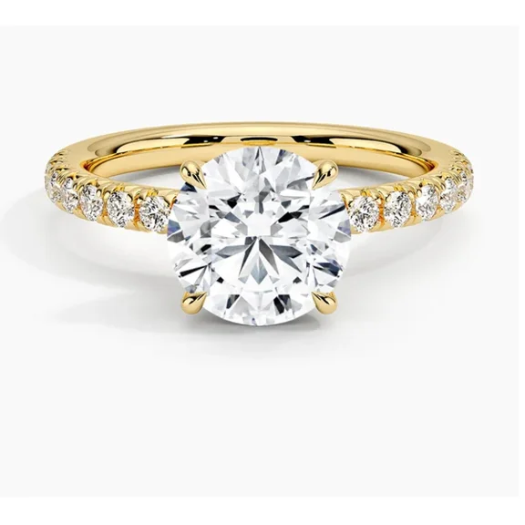 Certified 2.0 Carat Diamond Promise Ring Wedding Ring Lab Grown Yellow Gold Diamond Ring