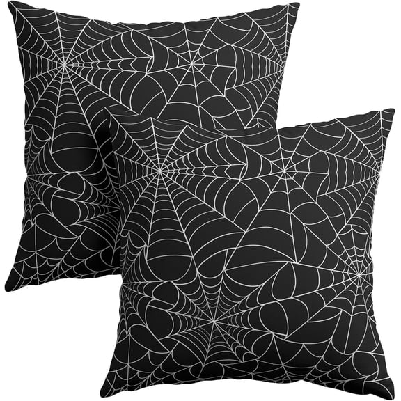 Halloween Pillow Covers 18x18 inch Set of 2 Spider Web Festival Decorative Outdoor Throw Pillow Covers Famliy Decoration for Home Living Room Couch Sofa