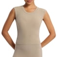 thumbnail image 5 of Workout Tank Tops Woman Lightweight Breathable Crewneck Stretchy Slim Fit Padded Crop Sleeveless Shirt Athletic Gym Tanks, 5 of 6