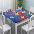 thumbnail image 3 of Blue Red Gold Marble Pattern Square Fitted Tablecloth with Elastic Edge,Square Table Cover,Washable Elastic Table Cover for Home Kitchen Party Decor 36"x36", 3 of 6
