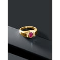 thumbnail image 3 of Gem Stone King Men's 18K Yellow Gold Plated Silver Red Created Ruby and White Created Sapphire Ring  for Men | 1.56 Cttw | Available in Size 9, 10, 11, 12, 13, 3 of 6