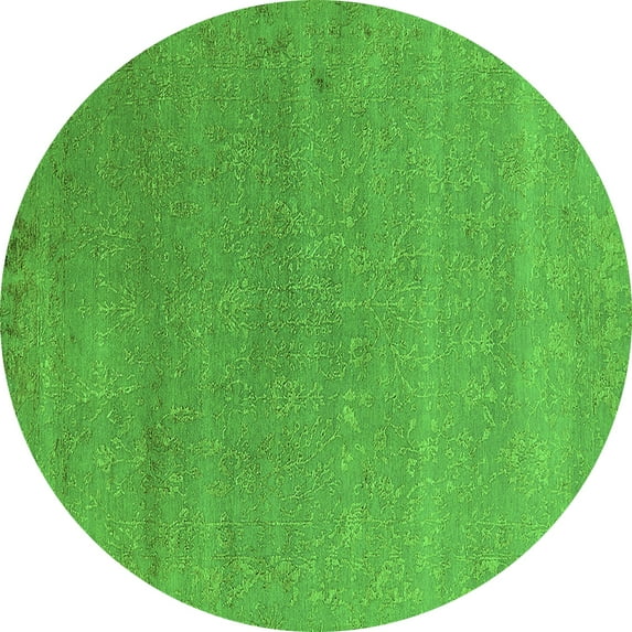 Ahgly Company Indoor Round Oriental Green Industrial Area Rugs, 8' Round