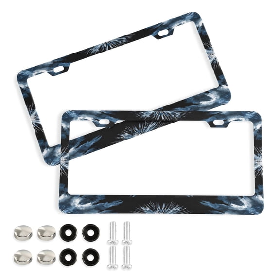 Aluminum License Plate Frame 2 Pack Car Exterior Accessory Car Tag Holder for Front Rear Plates Cars Decor Explosion Of Blue Ink