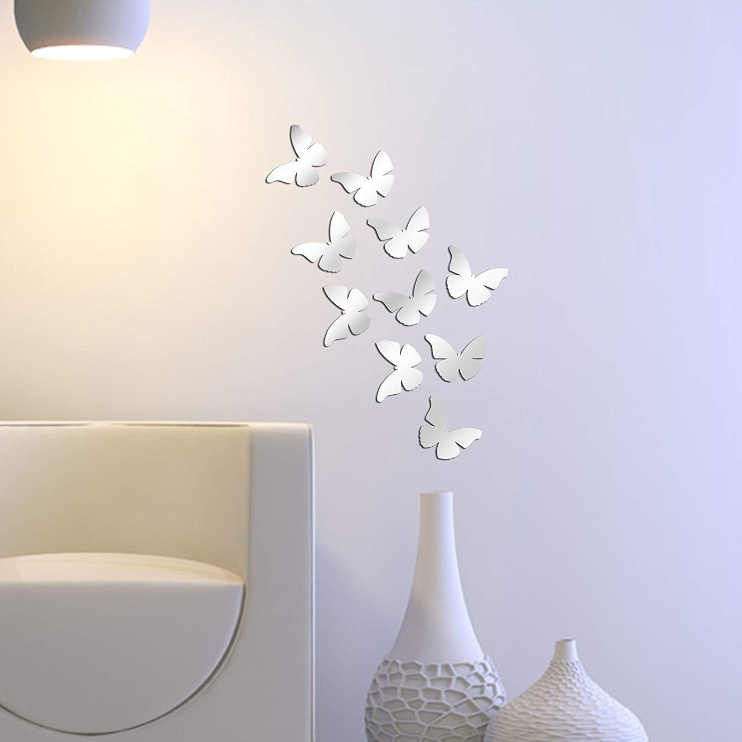 LaModaHome Butterfly Plexiglass Wall Sticker Mirror, Butterflies are