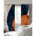 thumbnail image 3 of Navy Blue Burnt Orange Blackout Curtains 63 Inches Long for Bedroom, Boho Artwork Geometric Modern Thermal Insulated Room Darkening Black Out Window Curtain Panels Grommet Drapes for Living Room, 3 of 8
