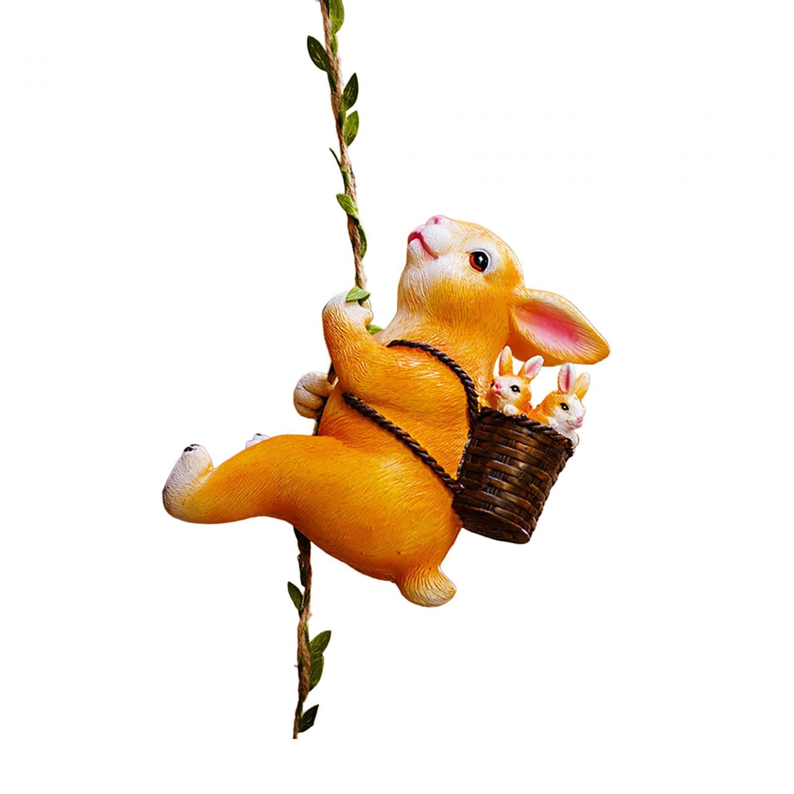 Outdoor Statues Garden Rabbit Sculpture 16x14cm Novelty Rabbit Ornament Climbing Rabbit Figurine for Balcony Landscaping Backyard Flower Bed