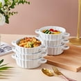 thumbnail image 5 of Bruntmor | Bake And Serve - 10 Oz Oven Safe Set Of 6 Ceramic Souffle Dishes-  Round Mini Quiche Pan, Tart Pan - Ramekins-Baking Mini Pie Dish w/Handles For Pudding, Creme Brulee, Souffle, White, 5 of 8