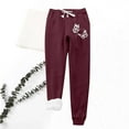 thumbnail image 2 of IROINNID Rollbacks Fleece Sweatpants for Women Casual Jogger Printing Leggings Drawstring Waist Thick Winter Warm Elastic Pants with Pockets,Burgundy, 2 of 3