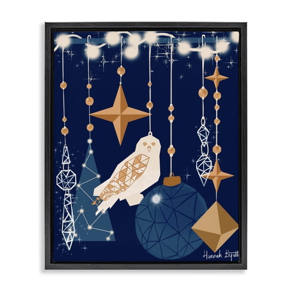 Stupell Industries Glam Geometric Winter Owl Black Floating Frame Canvas Art, 17 x 21, by Hannah Byatt