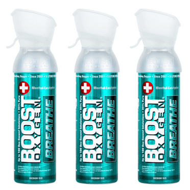 Boost Oxygen BREATHE Menthol-Eucalyptus Medium 5 Liter 3 Pack, Supplemental Canned Oxygen, Model 620