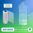thumbnail image 2 of Clear Garment Bags on Roll, Hanging Clothes Hanger Hole, 420 Count, 21 x 4 x 60 in, 2 of 7