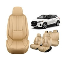 Car Seat Covers Full Set for Nissan Kicks 2018-2025,Breathable Faux Leather Luxury Automotive Interior Accessories with Lumbar Support Beige
