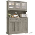 thumbnail image 7 of Hiphuta 72"Tall Kitchen Pantry Storage Cabinet with Power Outlet, Freestanding Cupboard Storage Buffet Hutch with Microwave Stand, Storage Pantry with Drawers & Glass Doors, Ash Gray, 7 of 7