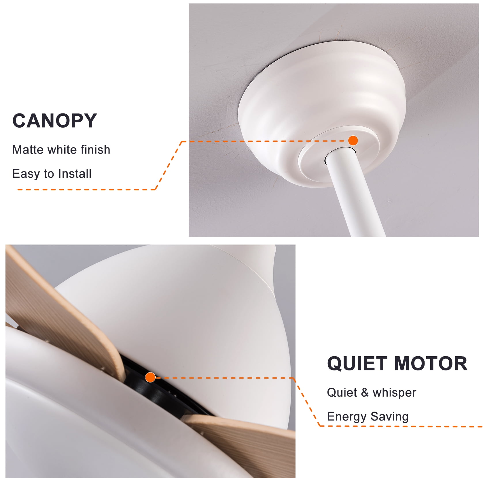 Mintazer 56 in Ceiling Fan with Dimmable LED Light, Modern Ceiling Fan with Remote for Indoor Bedroom Living Room, White