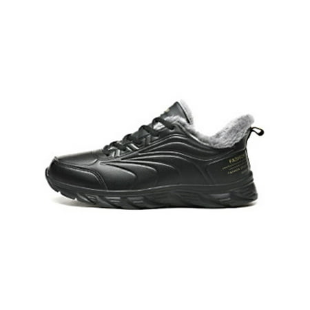 

Gomelly Men Sneakers Non Slip Trainers Low Top Hiking Shoes Anti-collision Athletics Sports Outdoor Walking Shoe Black Gold Plush Lined 6.5