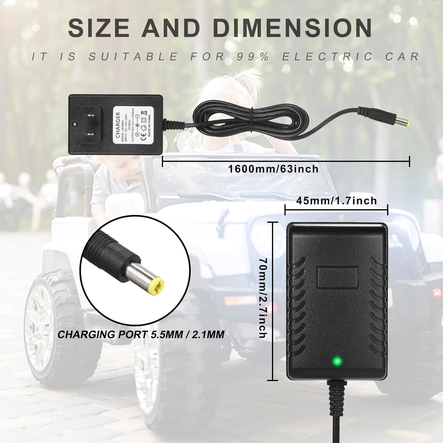 6V Battery Charger for Ride On Toys,6V 1A Battery Charger