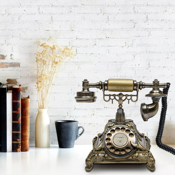 Antique Vintage Handset Old Telephone European Style Rotary Dial Phone Decor for homes, offices, cafés