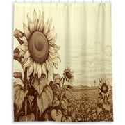 Bestwell Sunflower Field Shower Curtain for Bathroom, Decorative Bath Bathroom Accessories with 12 Pack Hooks for Home Hotels, 60 X 72 in