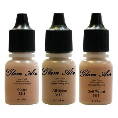 Glam Air Airbrush Water-based Foundation in Set of Three (3) Assorted Tan Matte Shades (For Normal to Oily Tan Skin)