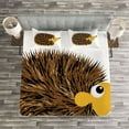 thumbnail image 3 of Ambesonne Hedgehog Quilted Bedspread Set 3 Pcs, Cartoon Animal Smile, King Size, Brown Earth Yellow, 3 of 3