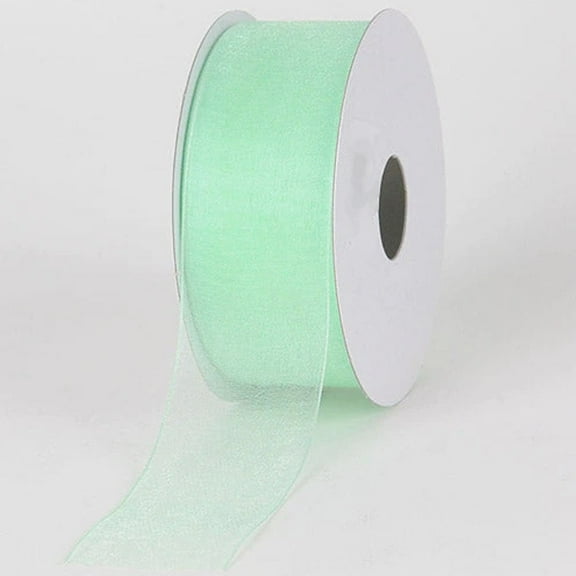 1.5" Wide Mint Green Sheer Organza Ribbon (Not Wired) - 25 Yard Spool
