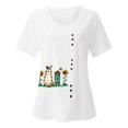 thumbnail image 3 of Gibobby Camisetas Mujer Manga Corta Camiseta manga corta con estampado cuello redondo y dobladillo manga corta para mujer verano, camiseta ajustada con(Blanco,G), 3 of 5
