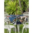 thumbnail image 2 of Outdoor Tablecloth with Umbrella Hole and Zipper, Christmas Dog Round Table Cloth 54 Inch Waterproof Tablecloth, Winter Xmas Gingerbread Snowflakes Navy Blue Picnic Table Cover for Patio Camping, 2 of 7