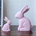 thumbnail image 4 of Easters Rabbit Statue Set of 2 Cute Wooden Bunnies Figurines Decors for Living Room or Bedroom Desktop Display Ornaments, 4 of 11