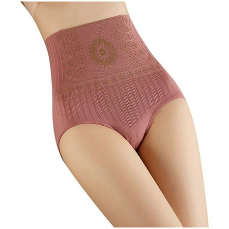 

NARABB Ladies Anion Comfortable Solid Color Large Size High Waist Warm Belly Hip Lift Thin Waist Panties Underwear