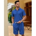 thumbnail image 3 of COOFANDY Men' 2 Piece Tracksuit Outfits Polo Shirt and Shorts Set Quarter Zip Shirt and Elastic Waist Shorts Summer Causal, 3 of 6