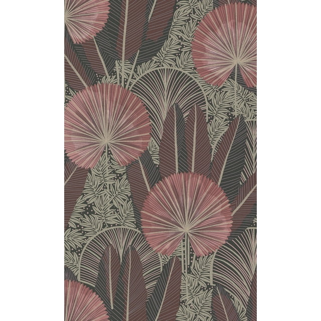 Papier Peint Tropical à Feuilles Métalliques Roses Audacieuses R8367
