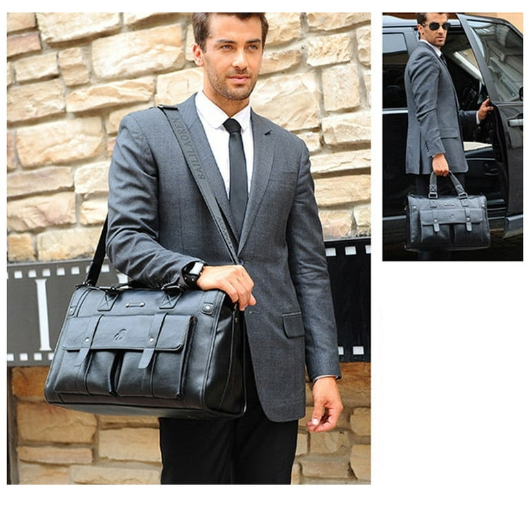 Zee Leather Mens Leather Black Briefcase Business Handbag Messenger Bags male Vintage Shoulder Bag Large Laptop Travel Bags, Men's, Brown