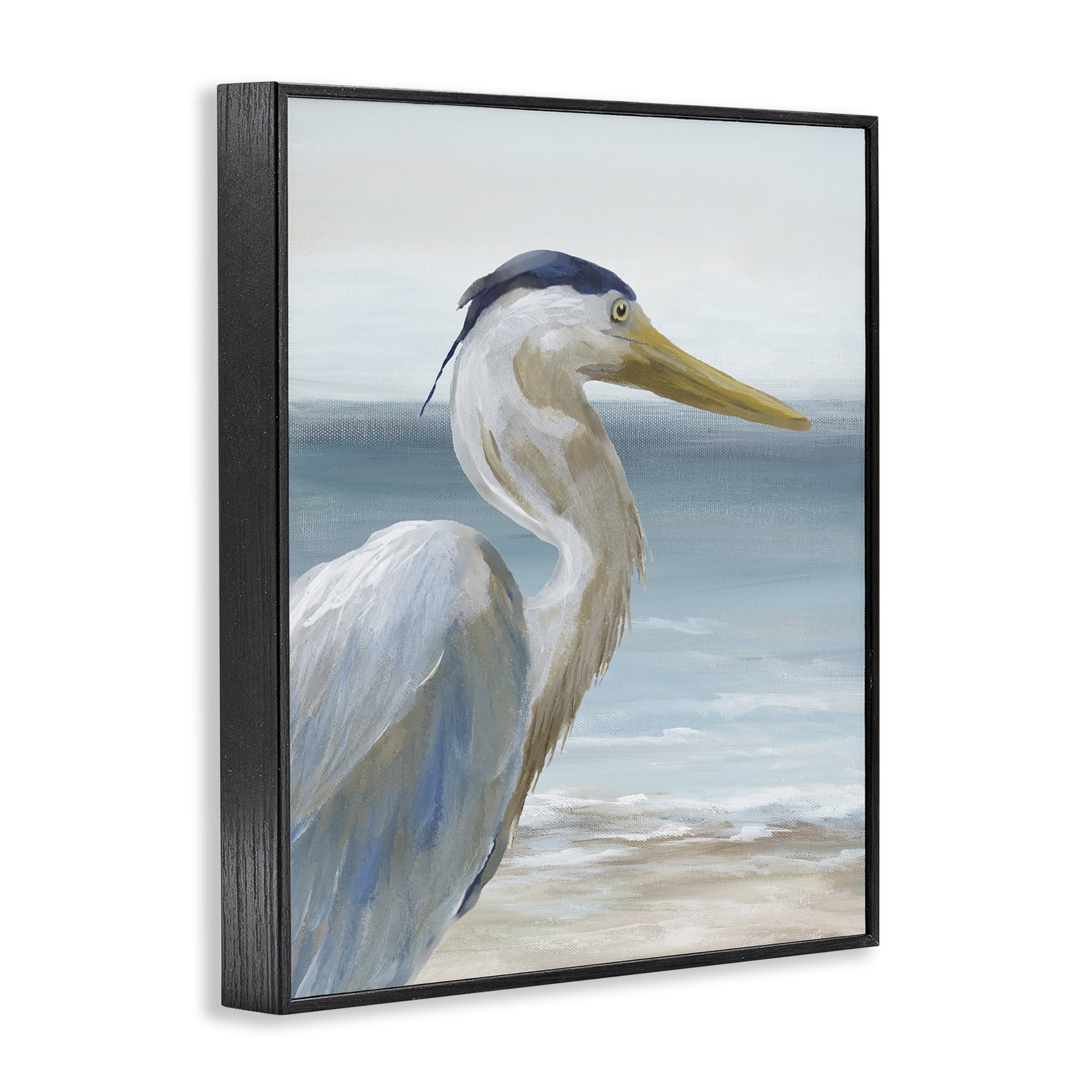 Stupell Industries Right Gazing Heron Black Framed Giclee Art, design by Nan