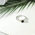 thumbnail image 4 of Gem Stone King 925 Sterling Silver and 10K Yellow Gold Black Sapphire Solitaire Engagement Ring for Women (0.69 Cttw, Round 5MM, Gemstone September Birthstone, Size 6), 4 of 4