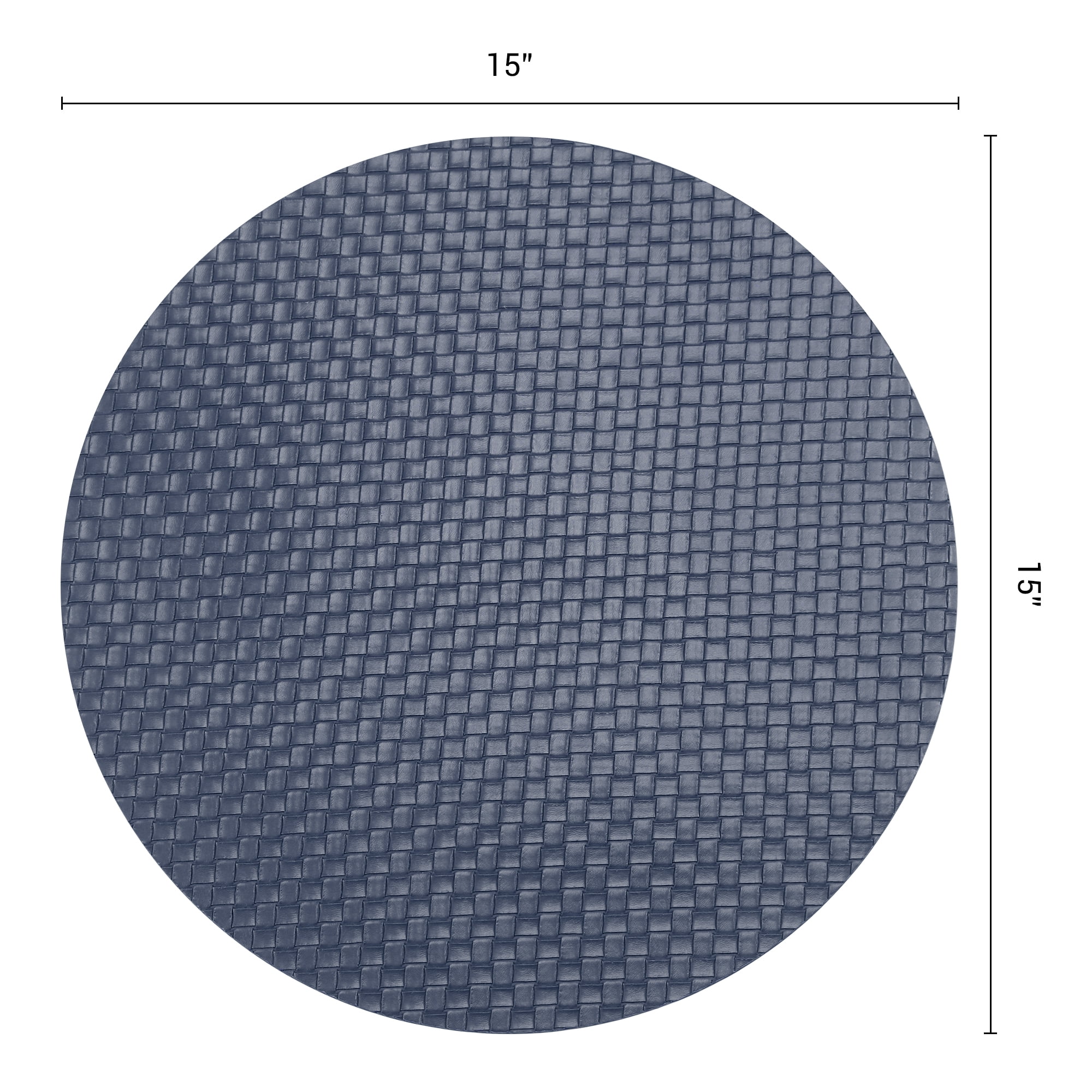 Unique Bargains Round Placemats 6pcs Faux Leather Placemats Blue 15"x15"