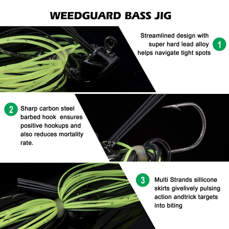 Goture Bass Jigs with Weed Guard Fishing Jigs Silicone Skirts Flipping Jigs  Swim Jig Streamlined Head Fishing Lure 