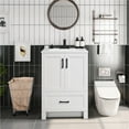 thumbnail image 3 of Topeakmart Freestanding Bathroom Vanity with Drawer, White, 3 of 14
