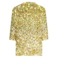 thumbnail image 4 of Charella 3/4 Sleeve Tops for Women V-Neck T-shirts Bling Bling Printed Casual 2025 Spring Summer Tops,Gold,S, 4 of 5