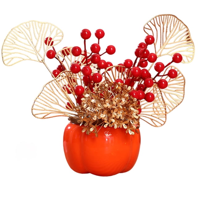 Chinese New Year Decoration New Year Decor New Year Fruit Flower Decoration Branches Luck Tree Spring Artificial Bonsai Chinese New Year Ornament Desktop Tree Potted for Home Office Decor