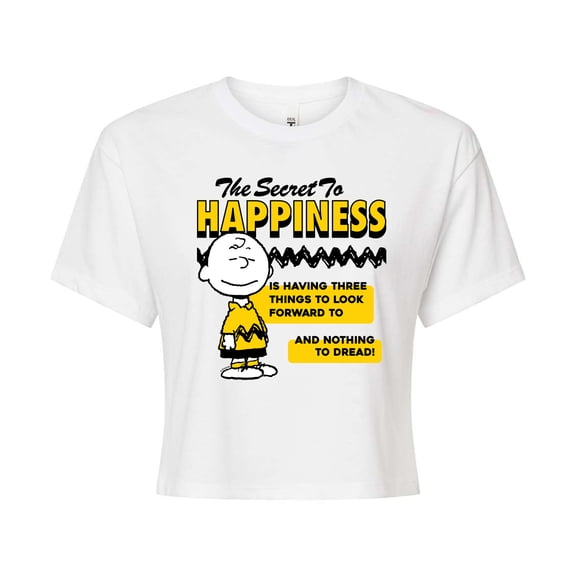 Peanuts - Secret To Happiness - Juniors Cropped Cotton Blend T-Shirt