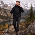 thumbnail image 3 of Youthup Men's Packable Hooded Long Coat - 3D Tailored Loose Fit Outdoor Commuter Jacket with Multiple Pockets, 3 of 13