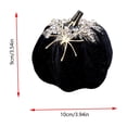 thumbnail image 3 of 3.9 Inch Black Flocked Velvet Pumpkin Halloween Decoration Rhinestone Accent Artificial Tabletop Centerpiece Ornament Fall Home Decor Set, 3 of 7