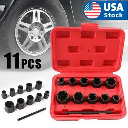 

11pcs Twist Socket Set Damaged Lug Nut Lock Remover Extractor Tool 9-19mm Metric