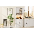 thumbnail image 4 of Armoire de Rangement de Garde-Manger de Cuisine de 71 Pouces de Hauteur avec Tablettes Ajustables, Tablette pour Micro-Ondes et DEL RVB – Portes de Grange – Vaisselier Autoportant pour Salle à Manger, Salon, Salle de Bain, Bar à Café – Blanc, 4 of 8