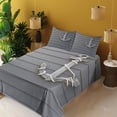 thumbnail image 3 of Ambesonne Brown Fitted & Top Sheet Set with Shams, Antique Wall Navy Nature, Brown, 3 of 5