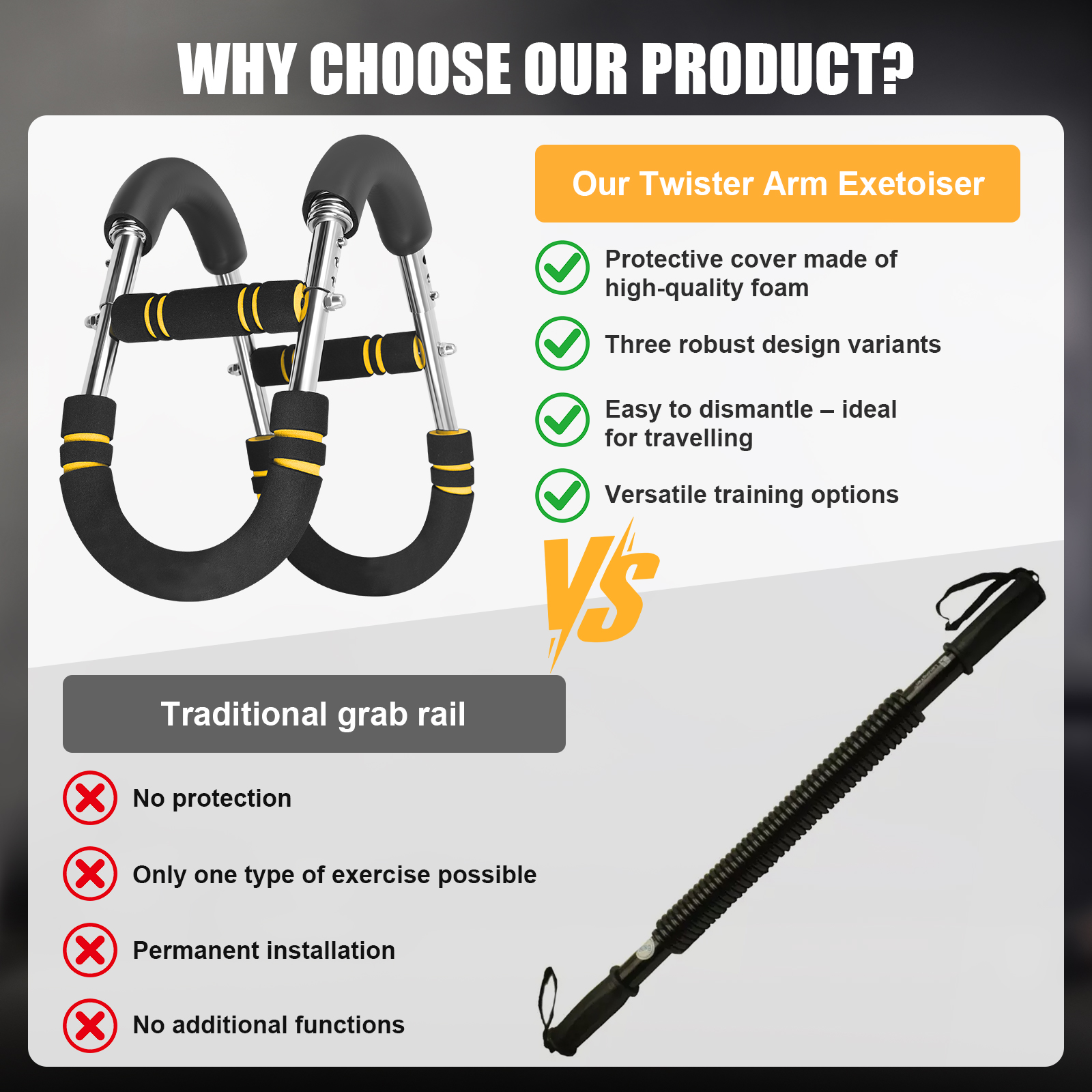 VIVIHEYDAY Twister Arm Trainer, 30/40/50 kg Adjustable Chest Workout Equipment Portable Detachable Power Twister Bar for Enhancing Upper Body Muscle