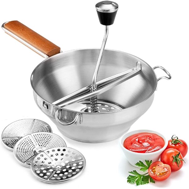 Food Mill Stainless Steel Kitchen Mill with 3 Discs for Mashing